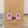 Pink Tombstone Drop Earrings