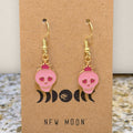 Crowned Heart-Eyes Skull Drop Earrings
