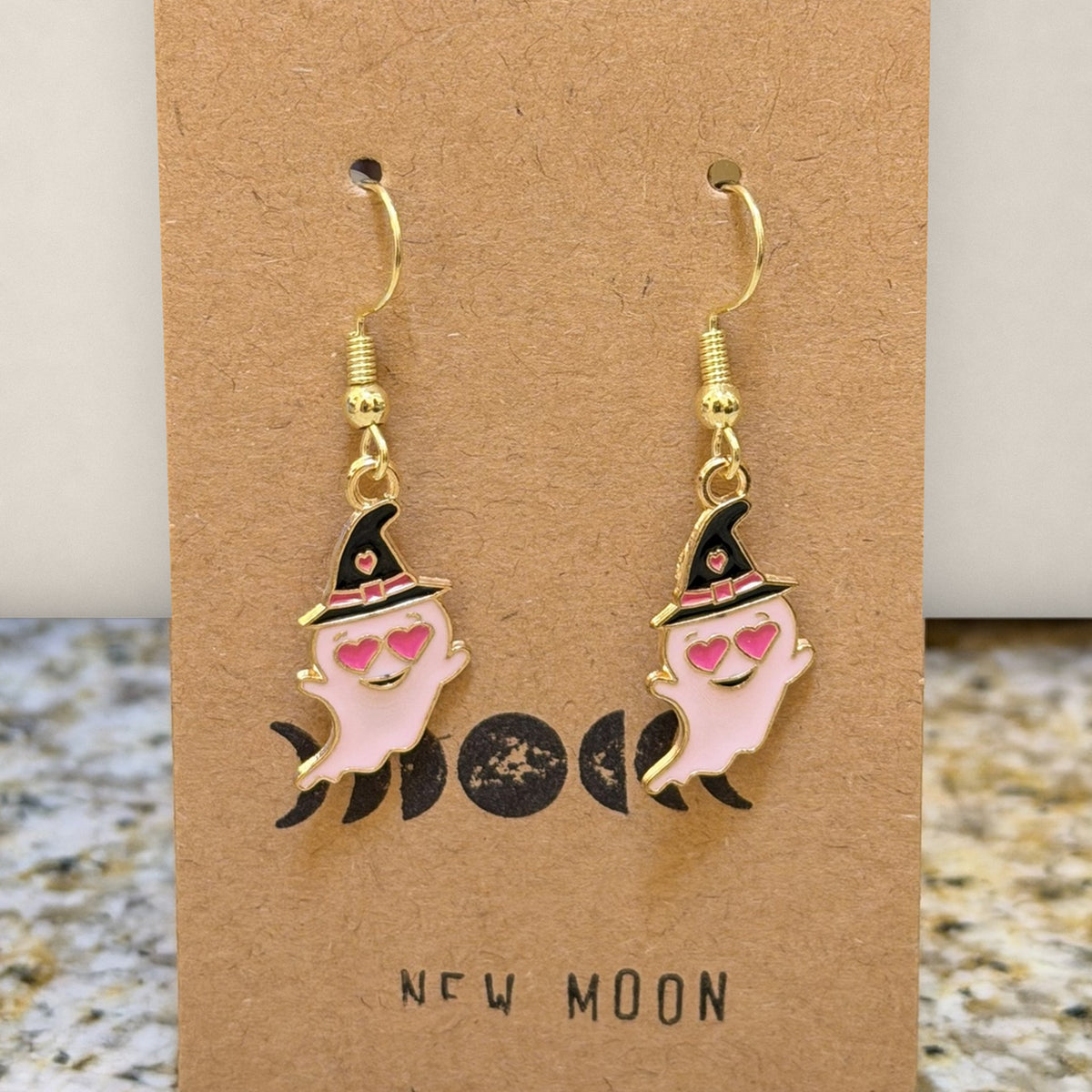 Heart-Eyes Witch Ghost Drop Earrings
