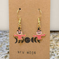 Pink Pumpkin Scarecrow Drop Earrings